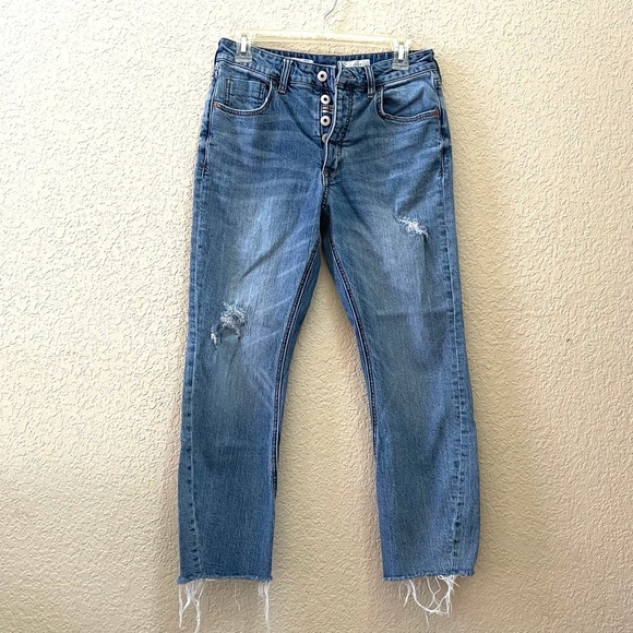 ANTHROPOLOGIE JEANS PILCRO AND THE LETTERPRESS HIGH RISE BUTTON FLY DISTRESSED